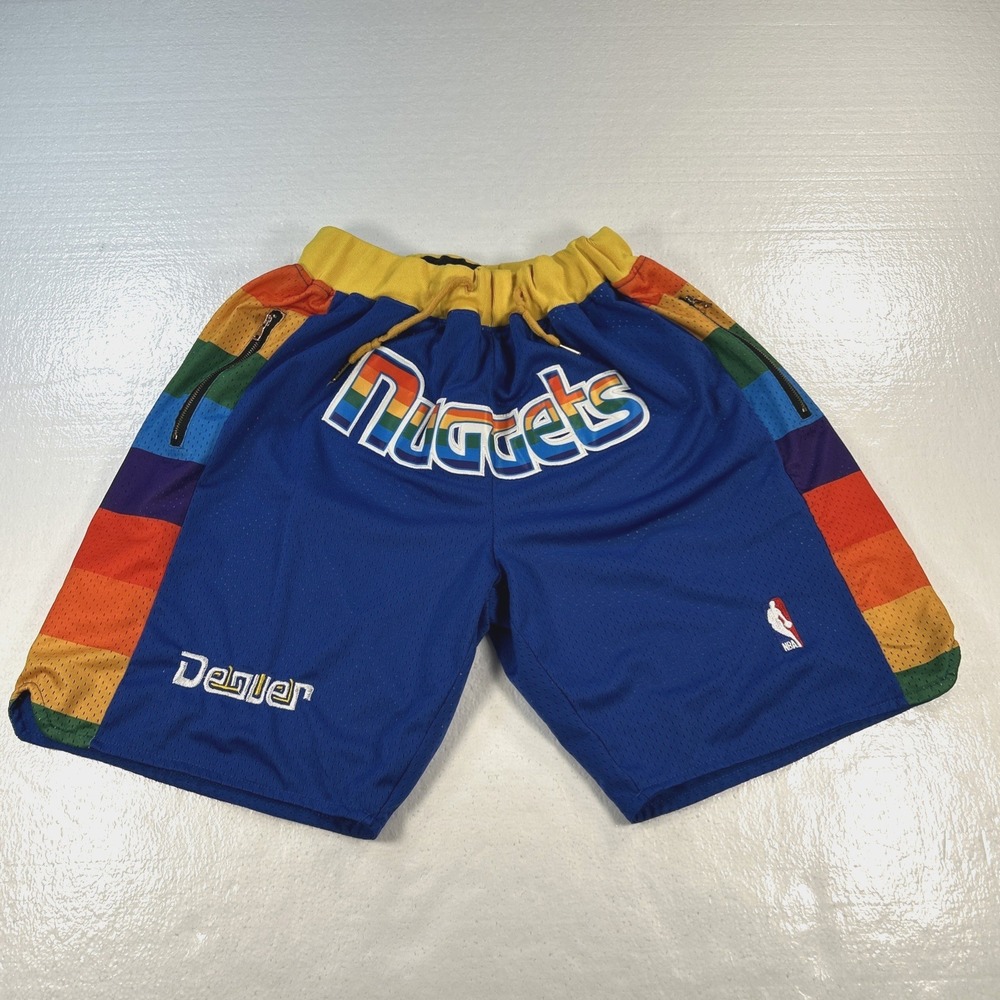 Vintage Denver Nuggets NBA Basketball Shorts JUST DON Size Medium 90's Y2K